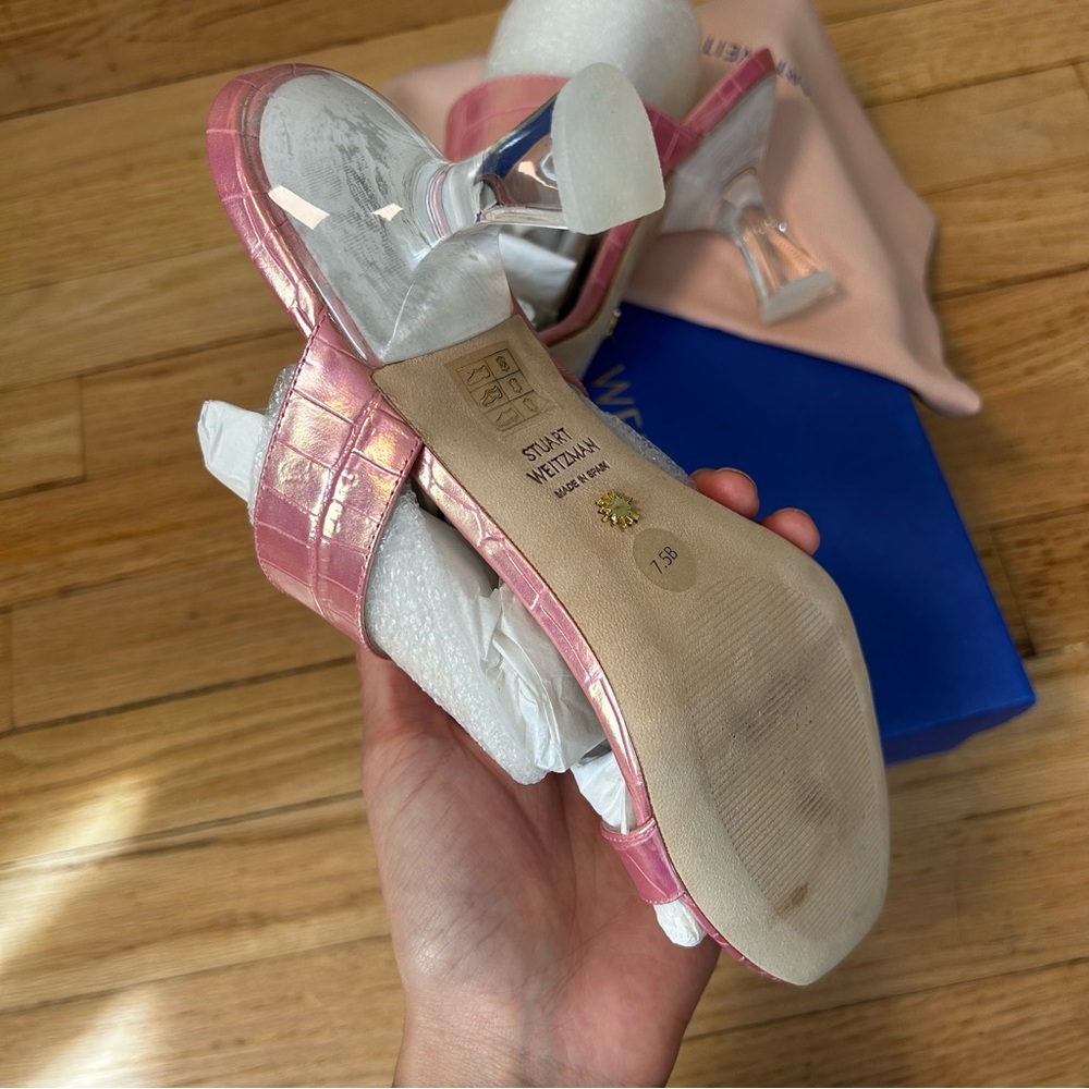 NWB Stuart Weitzman Women's Kristal Sandals pink heels size 38 7.5B - Picture 8 of 15